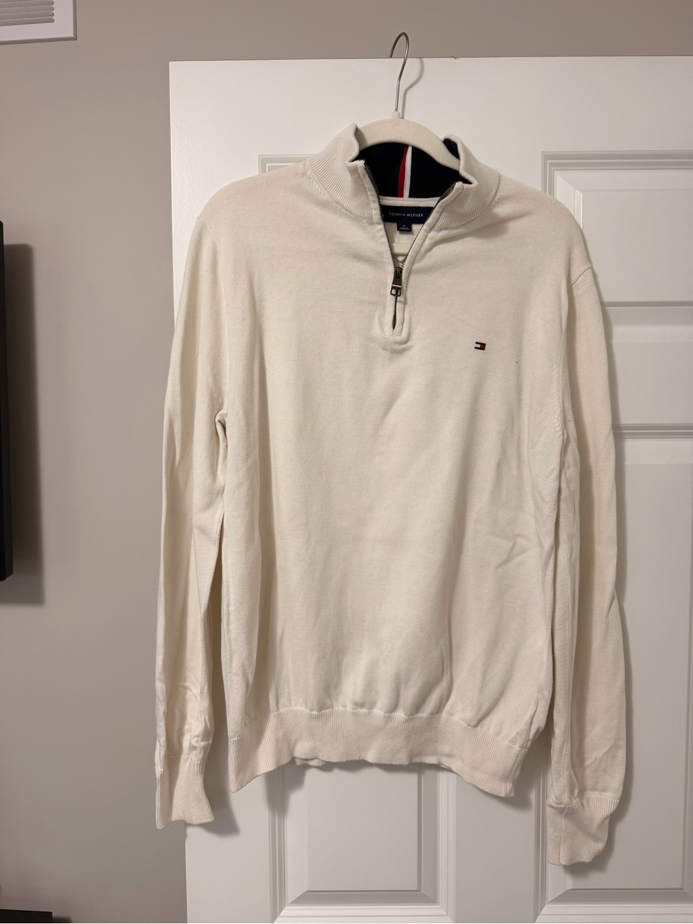 Tommy Hilfiger Men's Ivory Half-Zip Sweater
